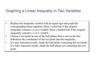 Graphing a Linear Inequality in Two Variables