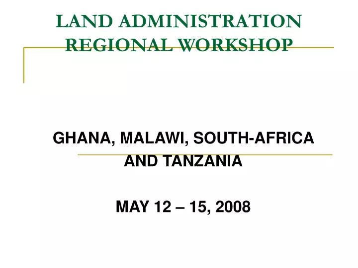 land administration regional workshop