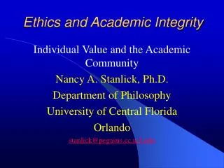 Ethics and Academic Integrity