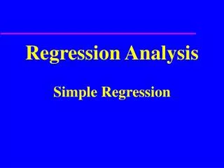 Regression Analysis Simple Regression