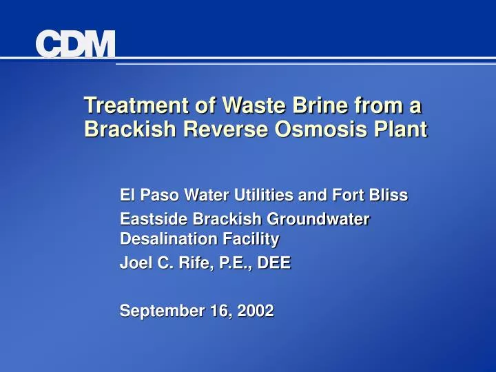 treatment of waste brine from a brackish reverse osmosis plant
