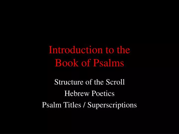 introduction to the book of psalms