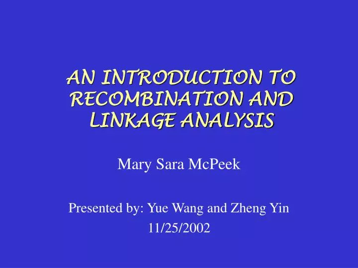 an introduction to recombination and linkage analysis