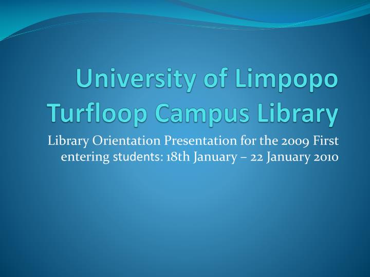 university of limpopo turfloop campus library