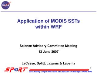 Application of MODIS SSTs within WRF