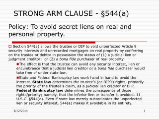 STRONG ARM CLAUSE - §544(a)