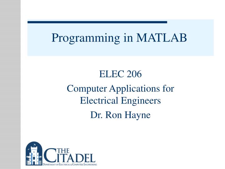 programming in matlab