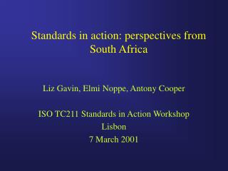 Standards in action: perspectives from South Africa