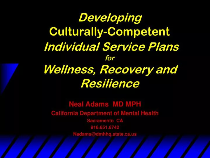 developing culturally competent individual service plans for wellness recovery and resilience