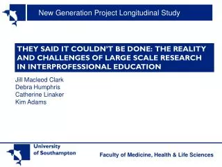 New Generation Project Longitudinal Study