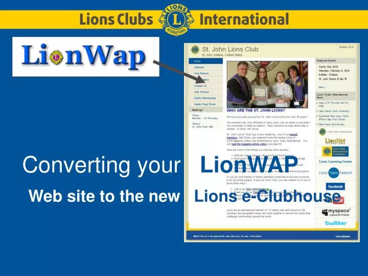 converting your lionwap web site to the new lions e clubhouse