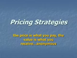 Pricing Strategies