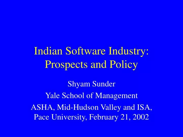 indian software industry prospects and policy