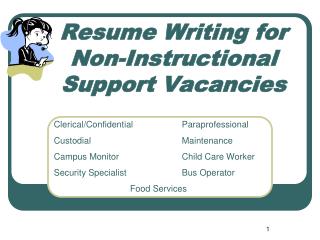 Resume Writing for Non-Instructional Support Vacancies