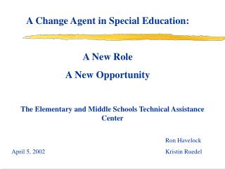 A Change Agent in Special Education: A New Role A New Opportunity
