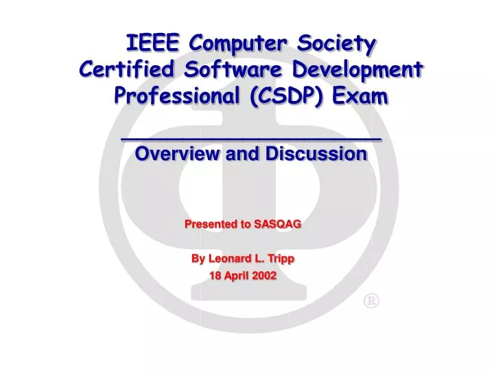 ieee computer society certified software development professional csdp exam overview and discussion