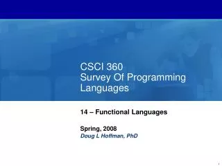 CSCI 360 Survey Of Programming Languages