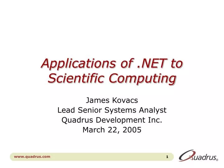 applications of net to scientific computing
