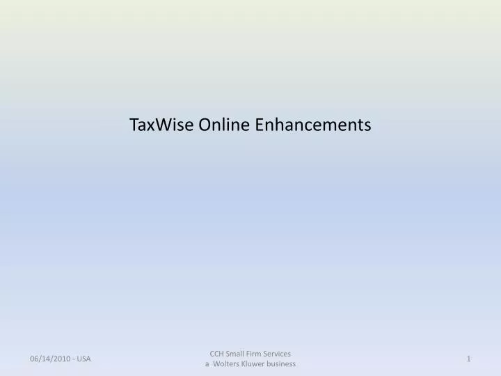 taxwise online enhancements