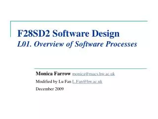 F28SD2 Software Design L01. Overview of Software Processes