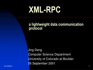 XML-RPC a lightweight data communication protocol