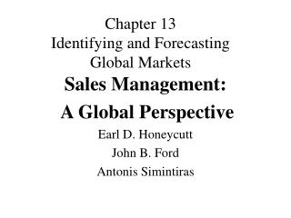 Chapter 13 Identifying and Forecasting Global Markets