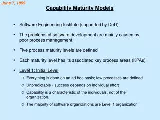 Capability Maturity Models