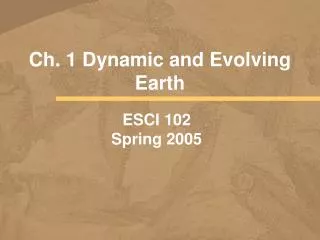 Ch. 1 Dynamic and Evolving Earth