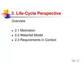 2. Life-Cycle Perspective