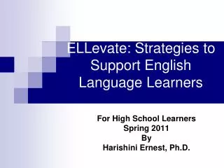 ELLevate: Strategies to Support English Language Learners