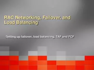 RAC Networking, Failover, and Load Balancing