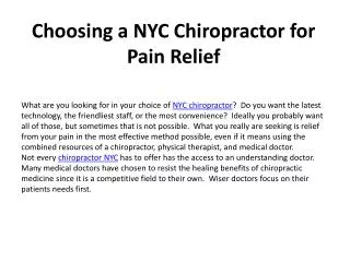 Choosing a NYC Chiropractor for Pain Relief