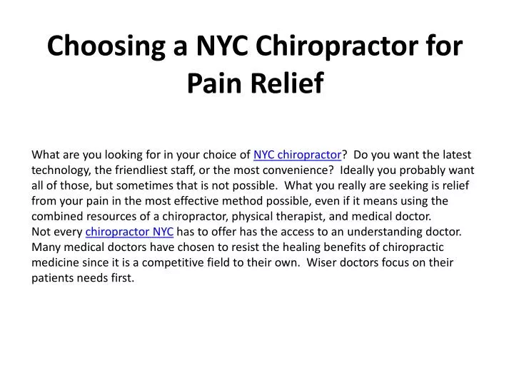 choosing a nyc chiropractor for pain relief