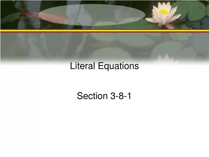 literal equations