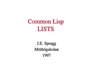 Common Lisp LISTS