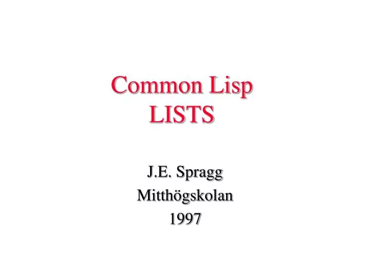 common lisp lists