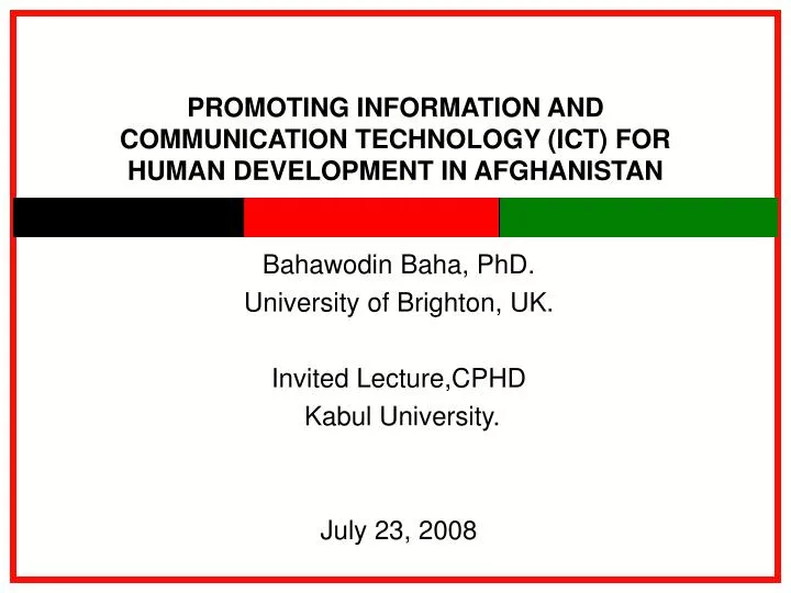 promoting information and communication technology ict for human development in afghanistan