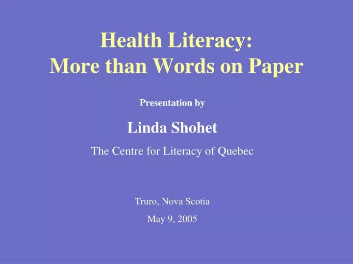 health literacy more than words on paper