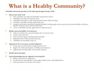 What is a Healthy Community?