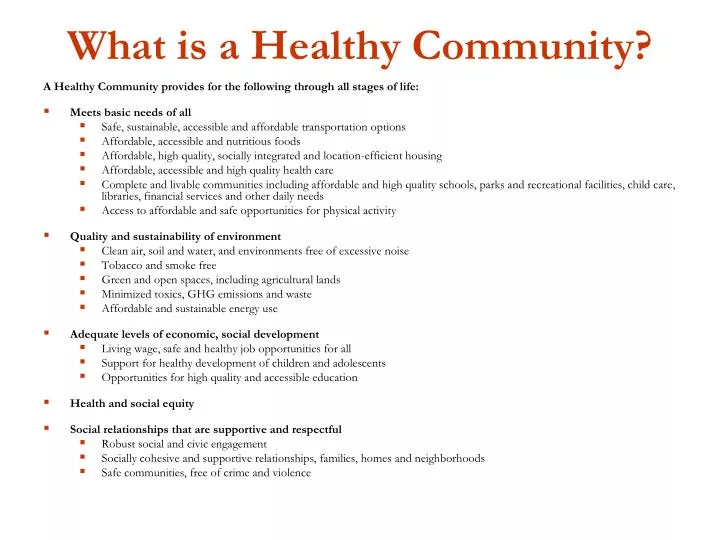 what is a healthy community