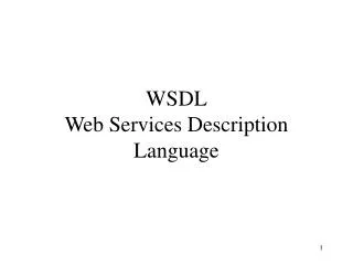 WSDL Web Services Description Language