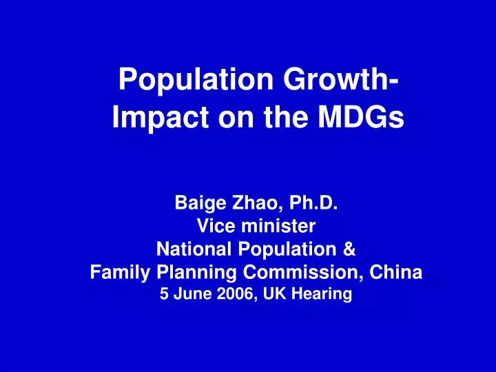 population growth impact on the mdgs