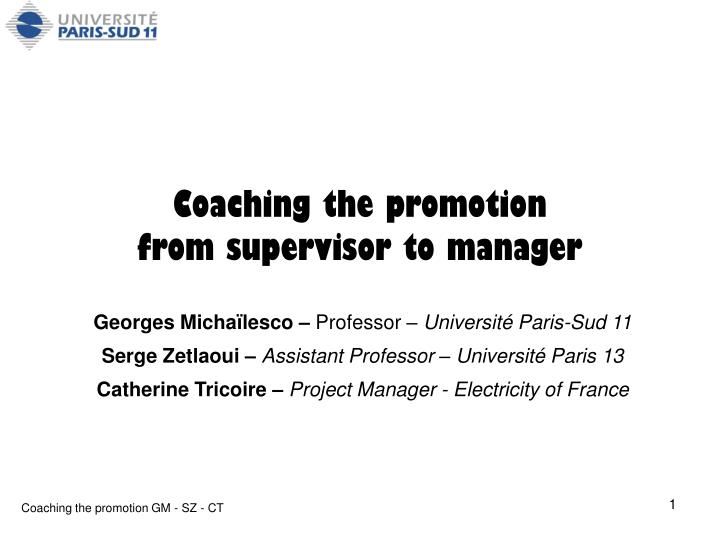 coaching the promotion from supervisor to manager
