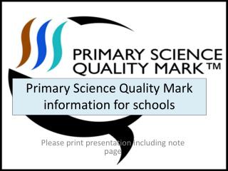 Primary Science Quality Mark information for schools