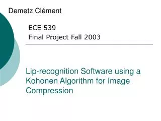 Lip-recognition Software using a Kohonen Algorithm for Image Compression