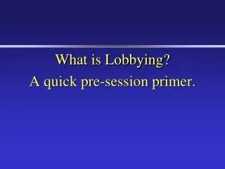 What is Lobbying? A quick pre-session primer.
