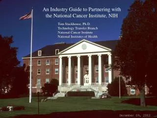 An Industry Guide to Partnering with the National Cancer Institute, NIH