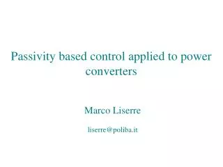 Passivity based control applied to power converters