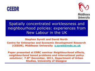 Spatially concentrated worklessness and neighbourhood policies: experiences from New Labour in the UK