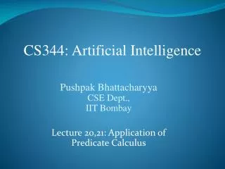 CS344: Artificial Intelligence